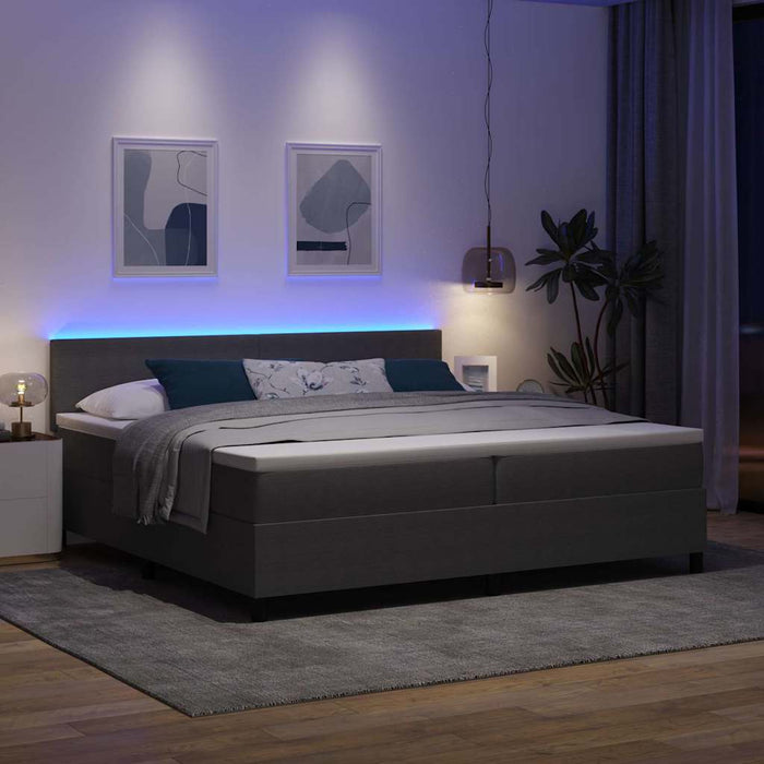 Pat cu arc LED cu headboard Gri deschis și alb. 200 x 200 cm - WALTI WALTI
