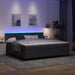 Pat cu arc LED cu headboard Gri închis și alb 200 x 200 cm - WALTI WALTI