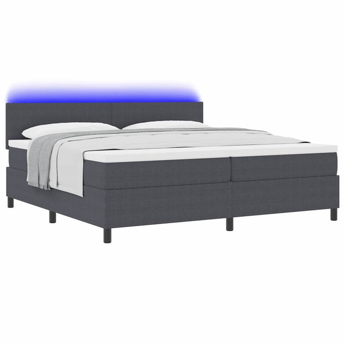 Pat cu arc LED cu headboard Gri închis și alb 200 x 200 cm - WALTI WALTI