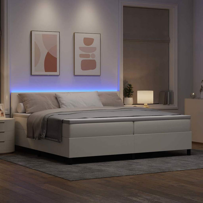 Pat cu arc LED Crema și Alb 200 x 200 cm Țesătură din corduroy - WALTI WALTI