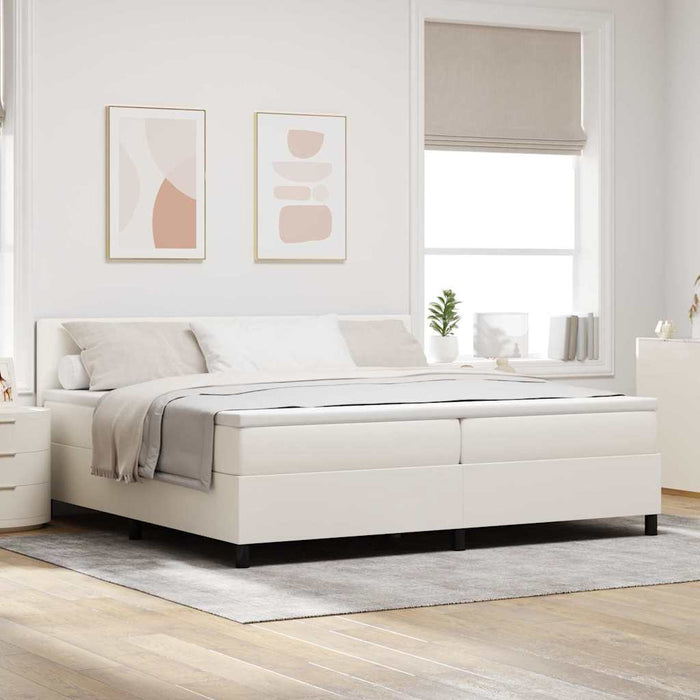 Pat cu arc LED Crema și Alb 200 x 200 cm Țesătură din corduroy - WALTI WALTI