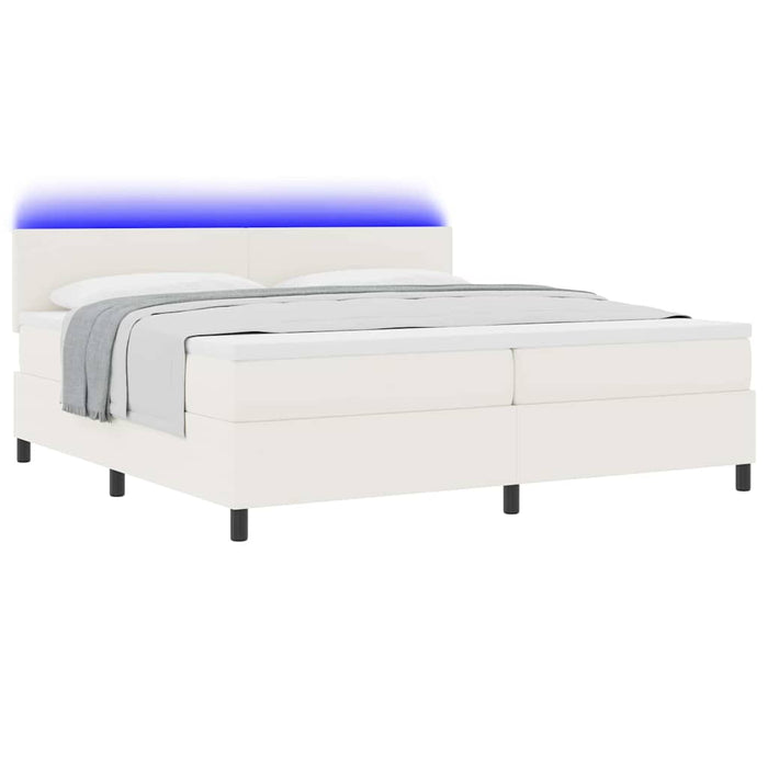 Pat cu arc LED Crema și Alb 200 x 200 cm Țesătură din corduroy - WALTI WALTI