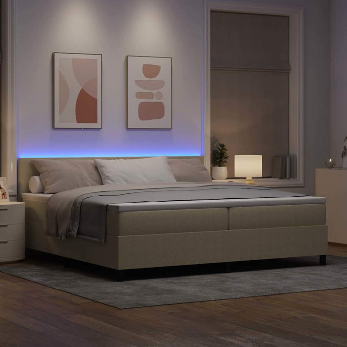 Pat cu arc LED cu headboard Gri deschis și alb. 200 x 200 cm - WALTI WALTI