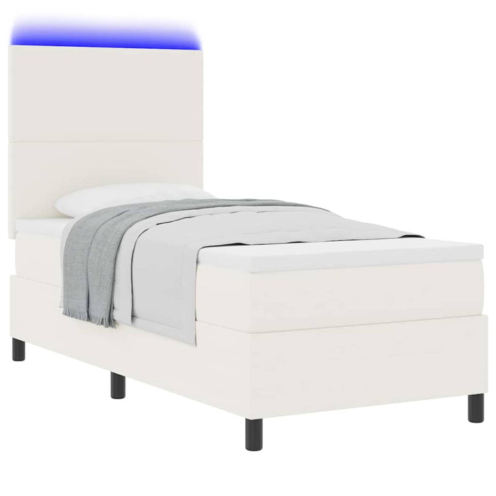 Pat cu arc LED Crema și Alb 80 x 200 cm Țesătură din corduroy WALTI