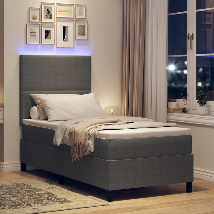 Pat cu arc LED cu headboard Gri deschis și alb. 90 x 190 cm WALTI