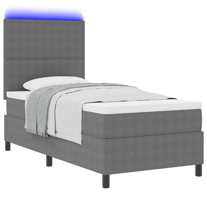 Pat cu arc LED cu headboard Gri deschis și alb. 90 x 190 cm WALTI