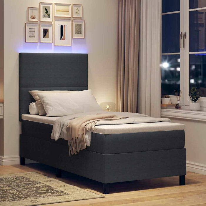Pat cu arc LED cu headboard Gri închis și alb 90 x 190 cm WALTI