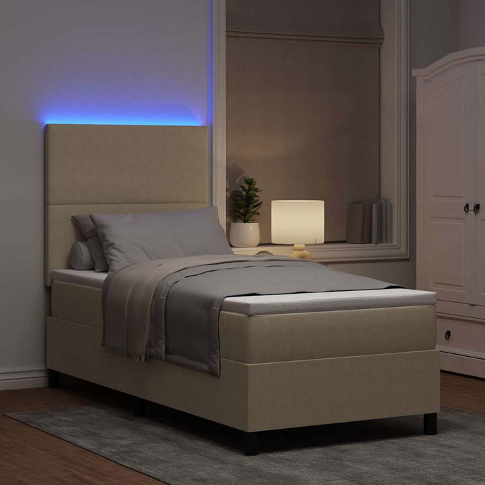 Pat cu arc LED cu headboard Gri deschis și alb. 100 x 200 cm - WALTI WALTI