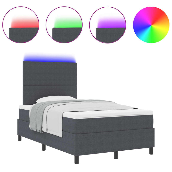 Pat cu arc LED cu headboard Gri închis și alb 120 x 190 cm - WALTI WALTI
