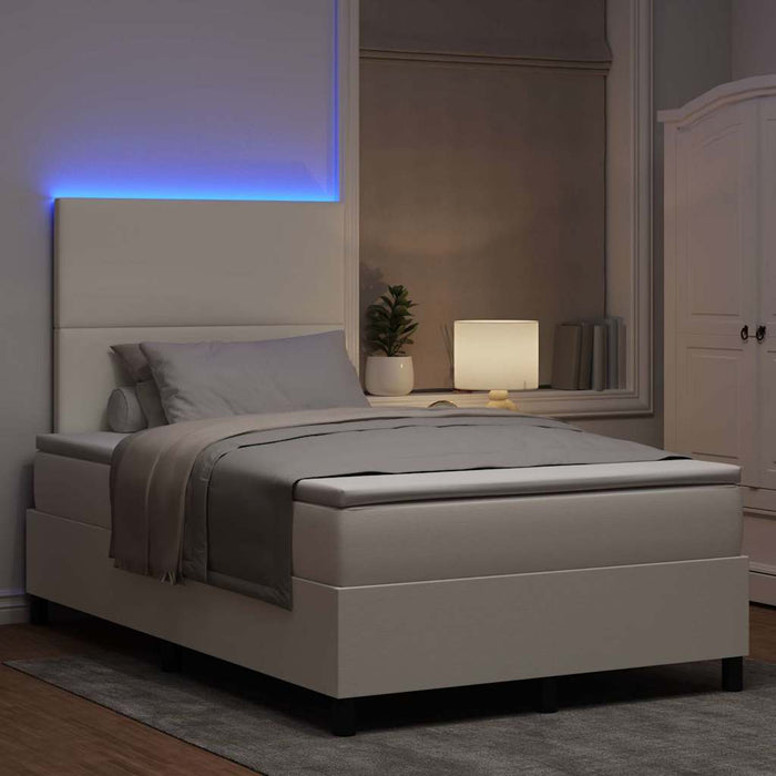 Pat cu arc LED Crema și Alb 120 x 200 cm Țesătură din corduroy WALTI