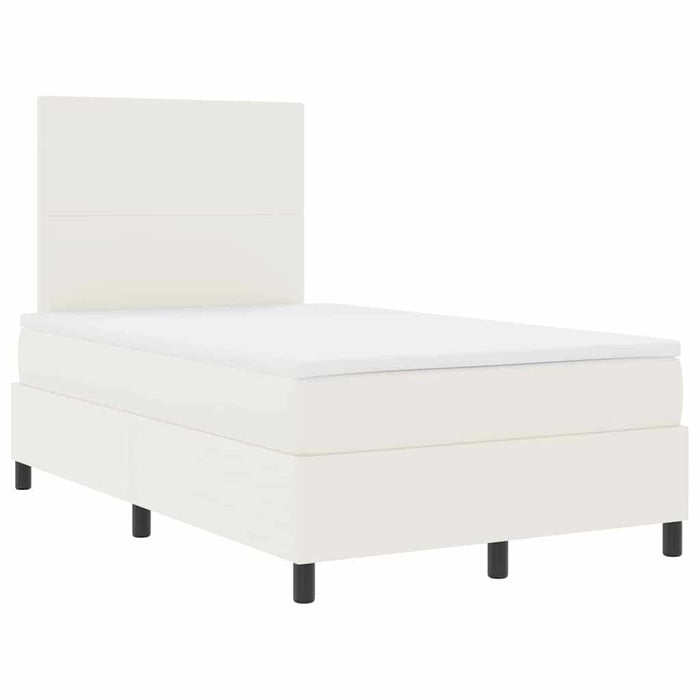 Pat cu arc LED Crema și Alb 120 x 200 cm Țesătură din corduroy WALTI