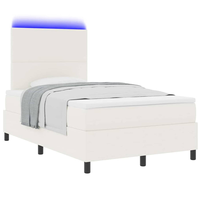 Pat cu arc LED Crema și Alb 120 x 200 cm Țesătură din corduroy WALTI