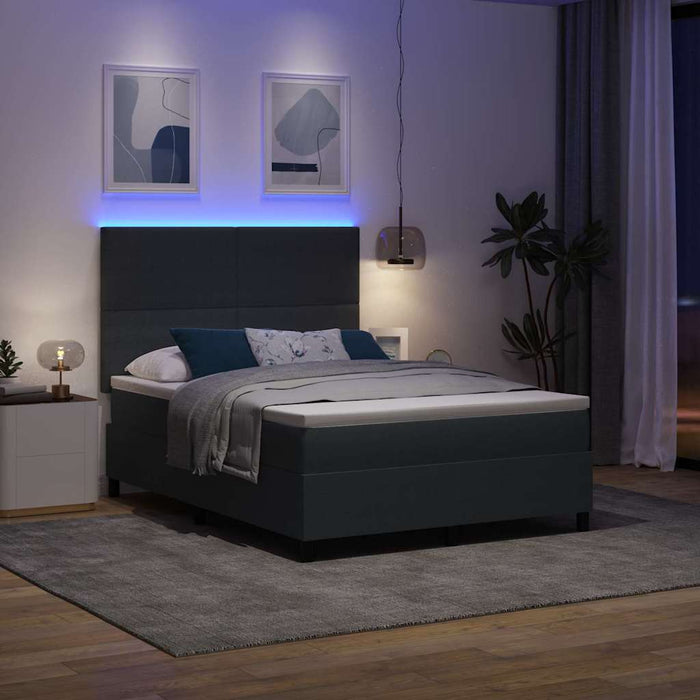 Pat cu arc LED cu headboard Gri închis și alb 140 x 190 cm WALTI