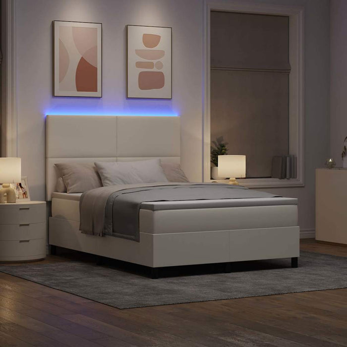 Pat cu arc LED Crema și Alb 160 x 200 cm Țesătură din corduroy WALTI