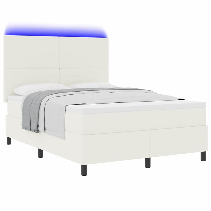 Pat cu arc LED Crema și Alb 160 x 200 cm Țesătură din corduroy WALTI