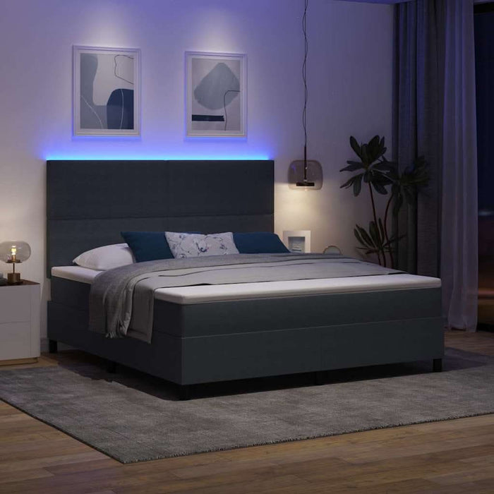 Pat cu arc LED cu headboard Gri închis și alb 180 x 200 cm WALTI