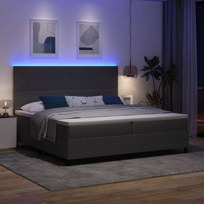 Pat cu arc LED cu headboard Gri deschis și alb. 200 x 200 cm - WALTI WALTI