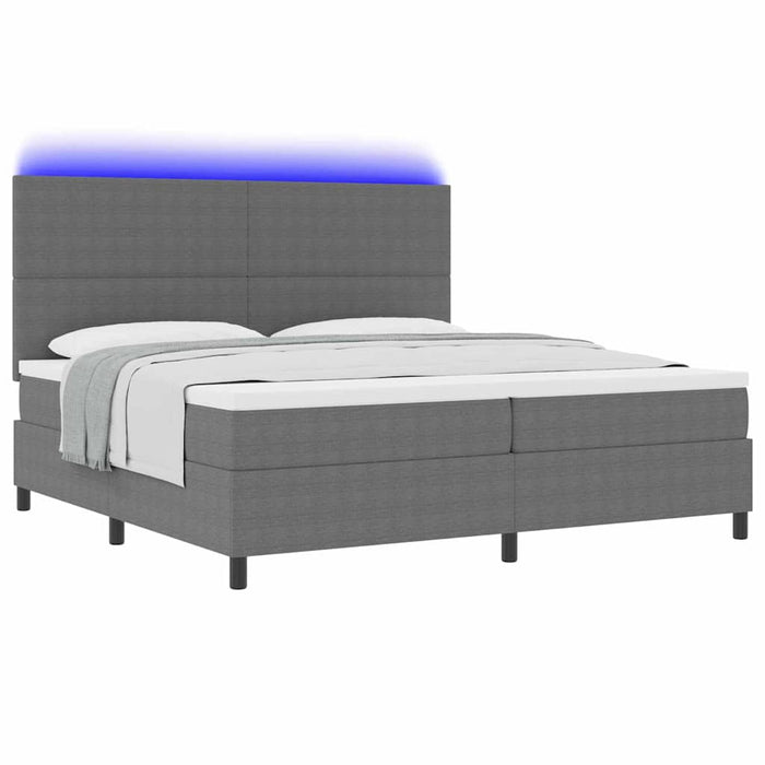 Pat cu arc LED cu headboard Gri deschis și alb. 200 x 200 cm - WALTI WALTI