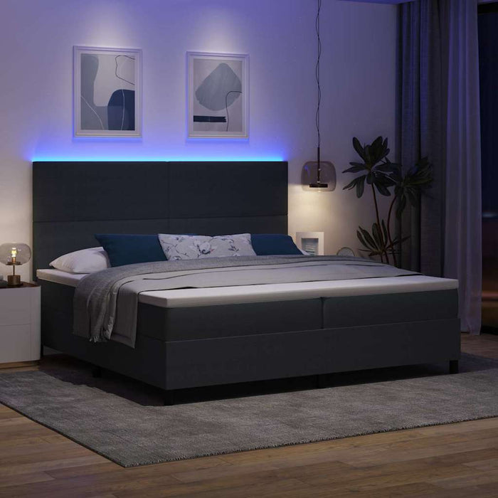 Pat cu arc LED cu headboard Gri închis și alb 200 x 200 cm - WALTI WALTI
