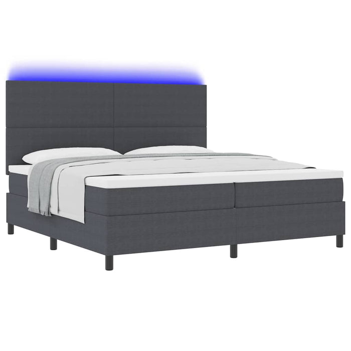 Pat cu arc LED cu headboard Gri închis și alb 200 x 200 cm - WALTI WALTI