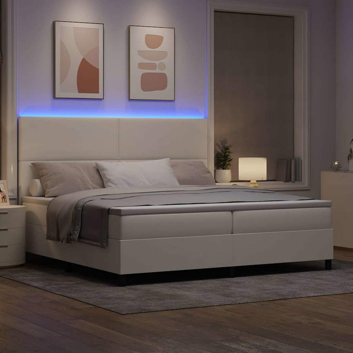 Pat cu arc LED Crema și Alb 200 x 200 cm Țesătură din corduroy - WALTI WALTI