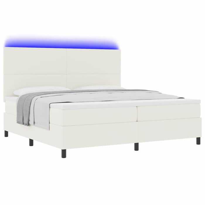 Pat cu arc LED Crema și Alb 200 x 200 cm Țesătură din corduroy - WALTI WALTI