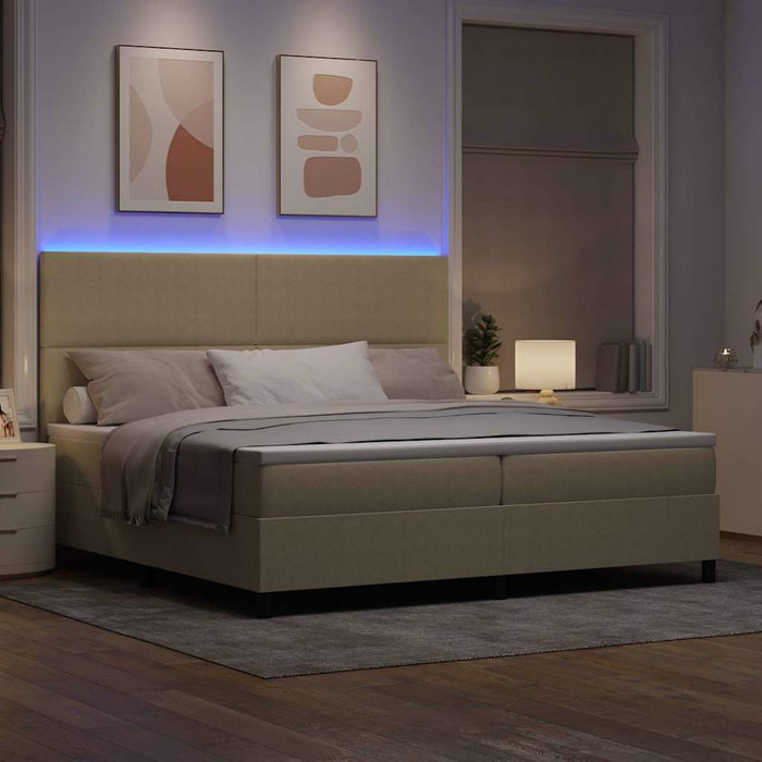 Pat cu arc LED cu headboard Gri deschis și alb. 200 x 200 cm - WALTI WALTI