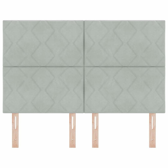 Tăblie cap Pe perete Geometric Gri deschis 144 cm Catifea - WALTI WALTI
