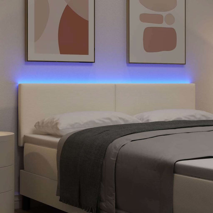 Tăblie LED cu benzi LED Crem 160 cm Țesătură din corduroy WALTI