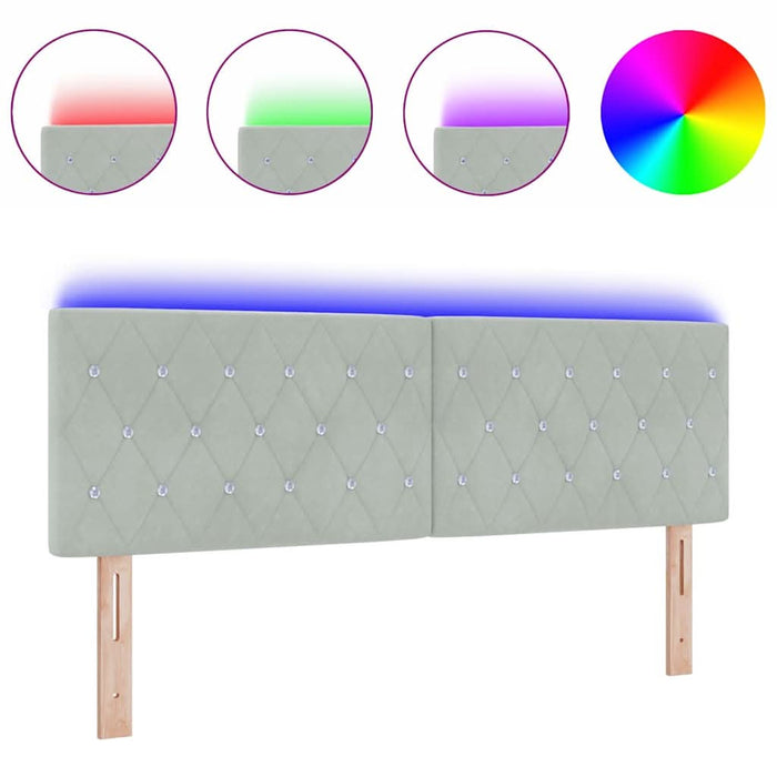 Tăblie LED cu lumini cu bandă LED Gri deschis 144 cm Catifea - WALTI WALTI