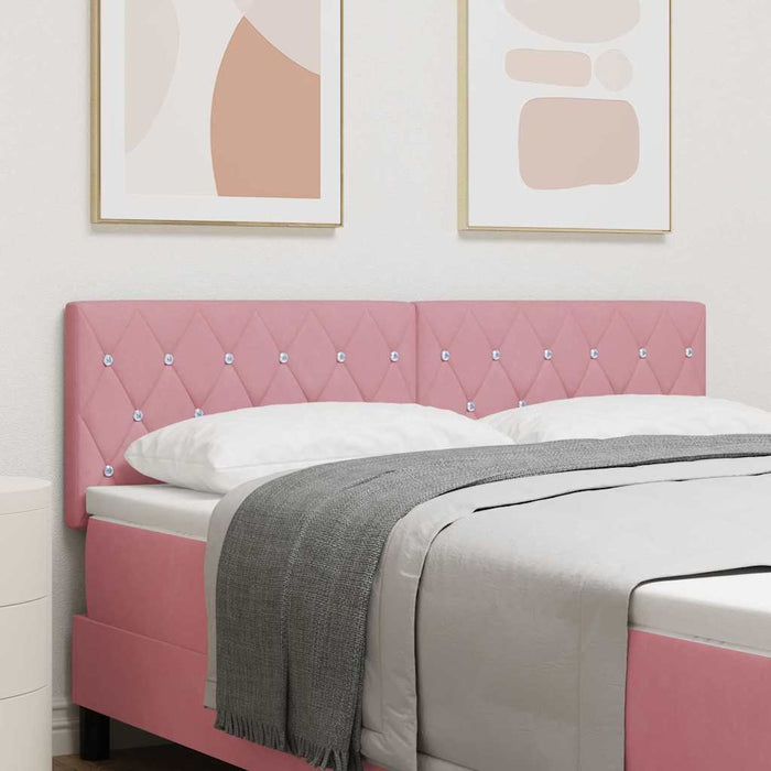 Tăblie LED cu benzi LED cu headboard Manual Roz 144 cm Catifea WALTI