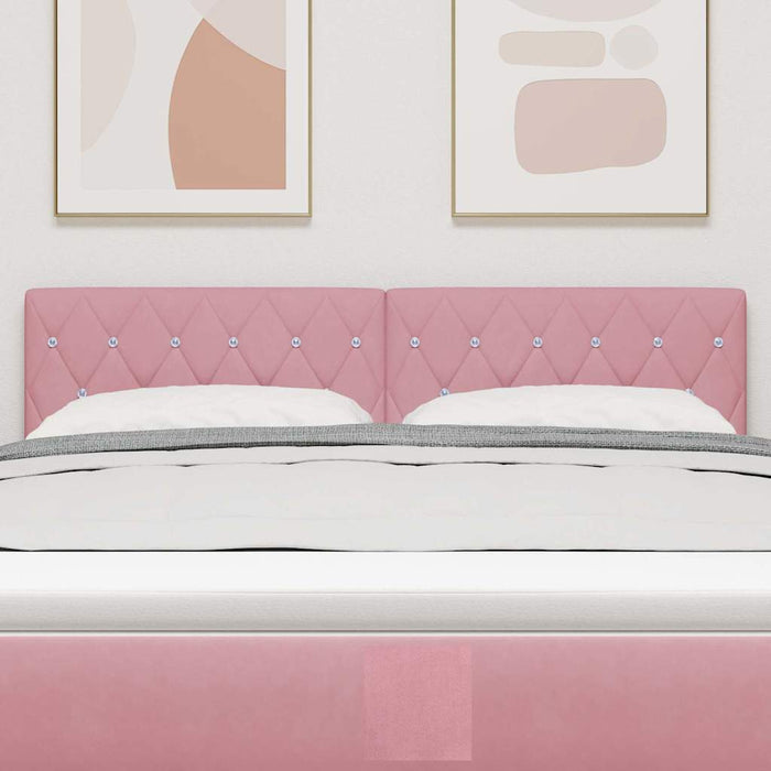 Tăblie LED cu benzi LED cu headboard Manual Roz 144 cm Catifea WALTI