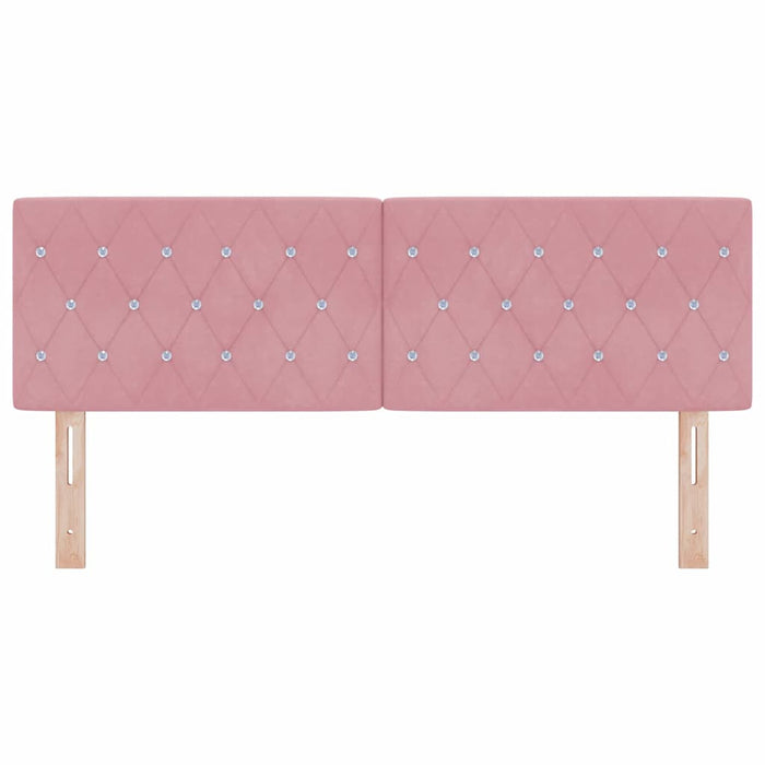 Tăblie LED cu benzi LED cu headboard Manual Roz 144 cm Catifea WALTI