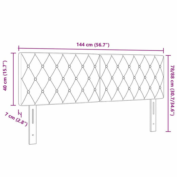 Tăblie LED cu benzi LED cu headboard Manual Roz 144 cm Catifea WALTI