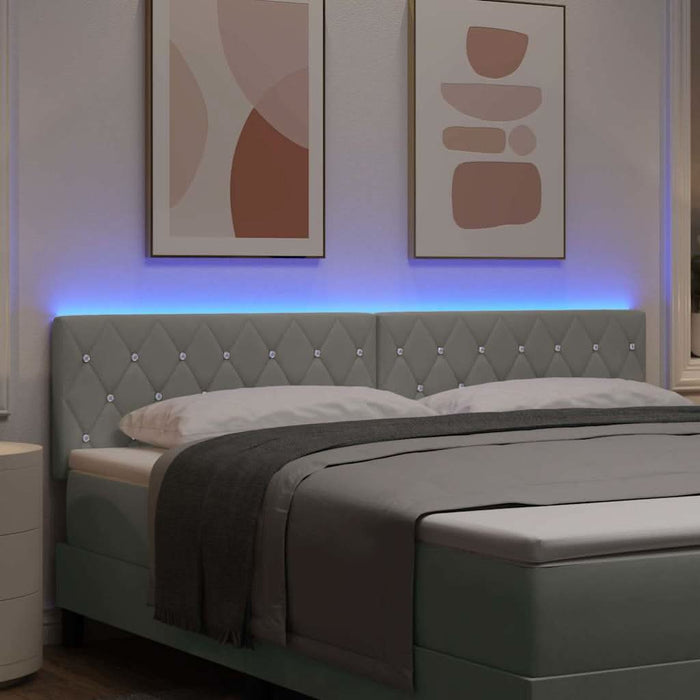 Tăblie LED cu benzi LED cu headboard Gri deschis 180 cm Catifea WALTI