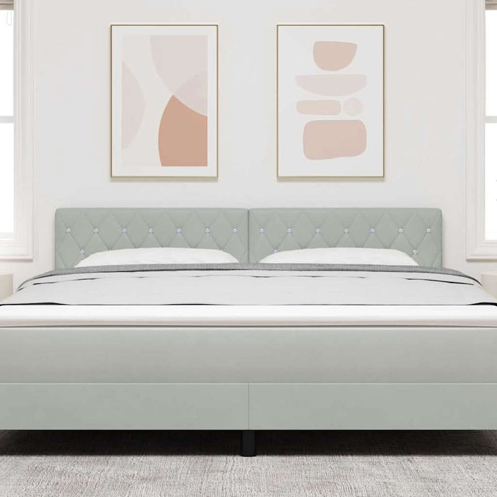 Tăblie LED cu benzi LED cu headboard Gri deschis 180 cm Catifea WALTI