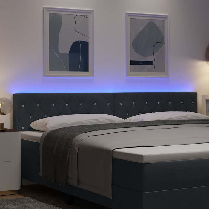 Tăblie LED cu benzi LED cu headboard Gri închis 200 cm Catifea - WALTI WALTI