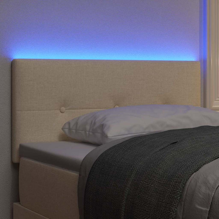 Tăblie LED cu benzi LED cu headboard Manual Crem 90 cm țesătură WALTI