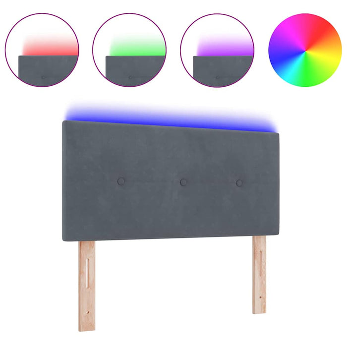 Tăblie cap cu lumini cu bandă LED Ajustabil Gri 90 cm Catifea - WALTI WALTI