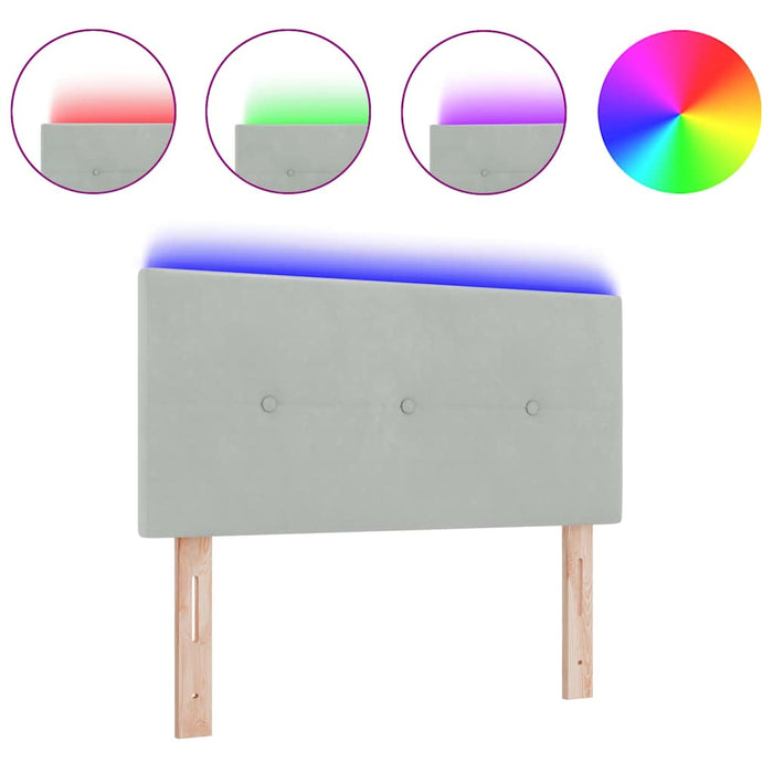 Tăblie cap cu lumini cu bandă LED Gri deschis 100 cm Catifea - WALTI WALTI