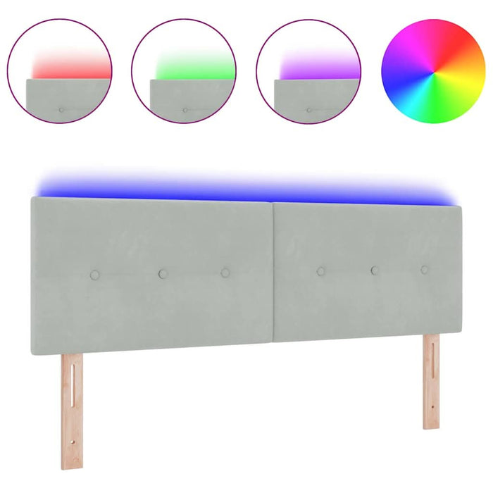 Tăblie cap cu lumini cu bandă LED Gri deschis 80 cm Catifea - WALTI WALTI