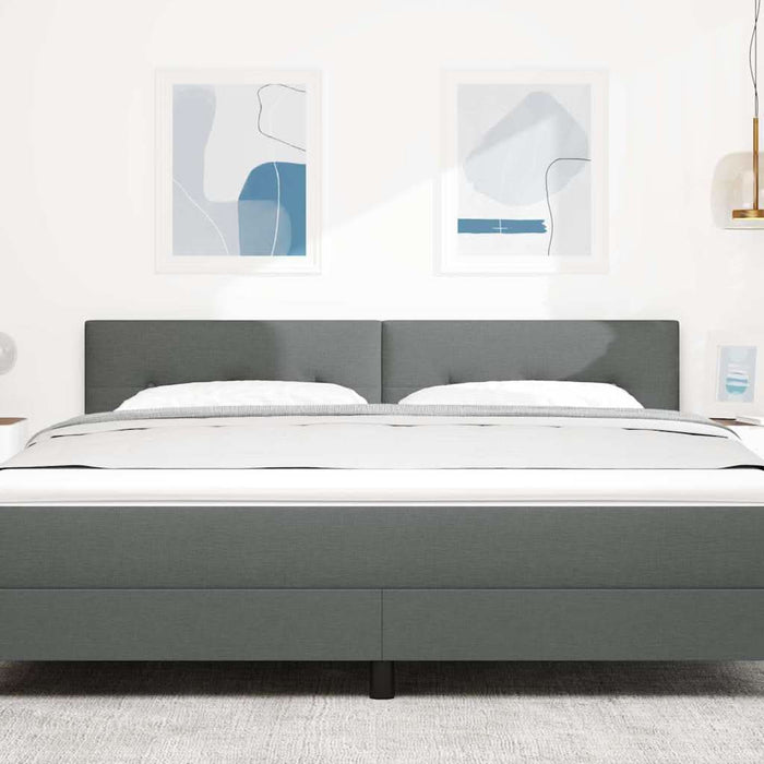 Tăblie LED cu benzi LED cu headboard Gri închis 180 cm țesătură WALTI