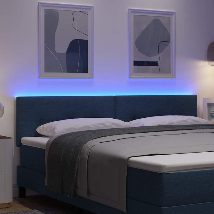 Tăblie LED cu benzi LED cu headboard albastru 180 cm țesătură - WALTI WALTI