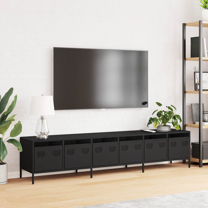 Dulap TV, negru, 202x39x43,5 cm, oțel laminat la rece - WALTI WALTI