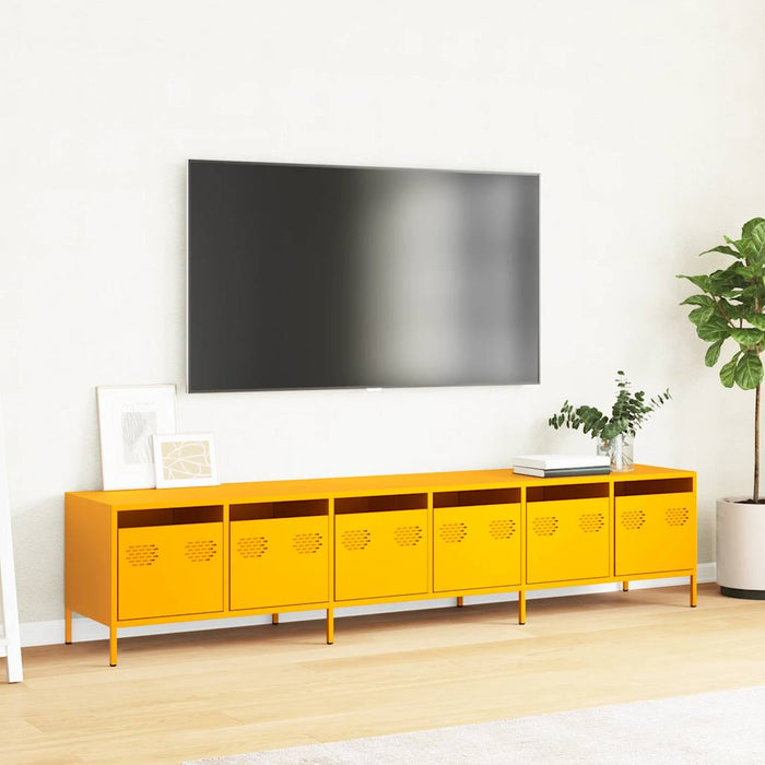 Dulap TV, galben muștar, 202x39x43,5 cm, oțel laminat la rece - WALTI WALTI
