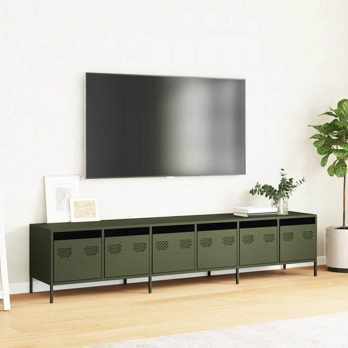 Dulap TV, verde măsliniu, 202x39x43,5 cm, oțel laminat la rece - WALTI WALTI
