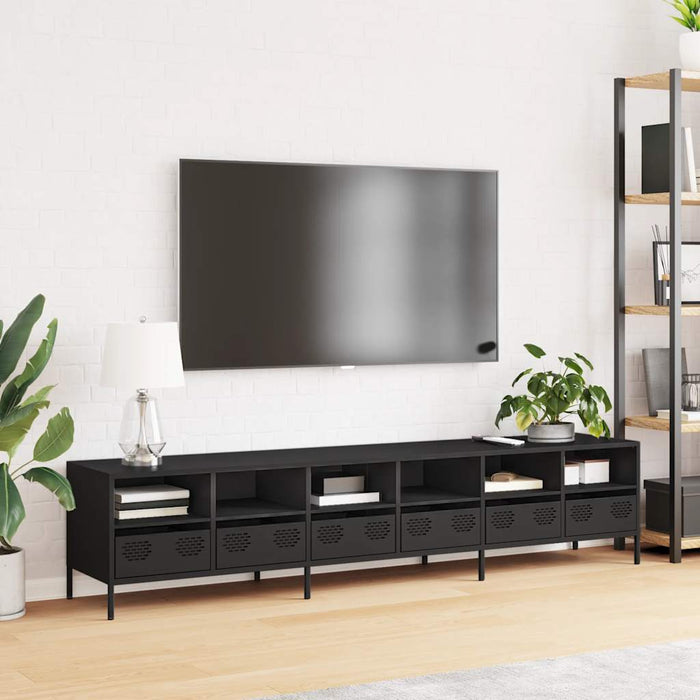 Dulap TV, negru, 202x39x43,5 cm, oțel laminat la rece - WALTI WALTI