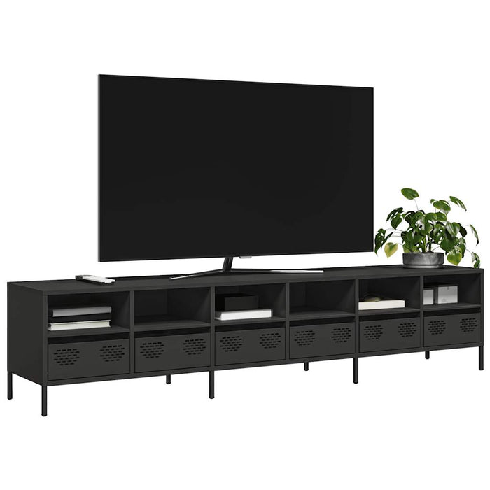 Dulap TV, negru, 202x39x43,5 cm, oțel laminat la rece - WALTI WALTI
