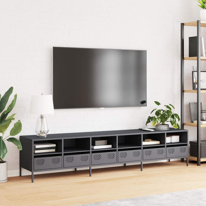 Dulap TV, antracit, 202x39x43,5 cm, oțel laminat la rece - WALTI WALTI