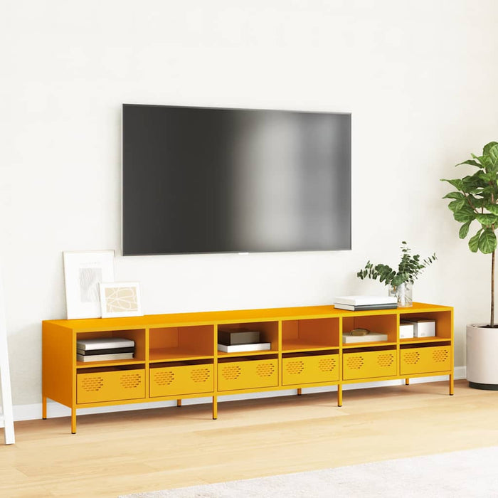 Dulap TV, galben muștar, 202x39x43,5 cm, oțel laminat la rece WALTI
